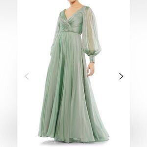 Mac Duggal - Bishop Sleeve Chiffon Dress (Sage) size 6
